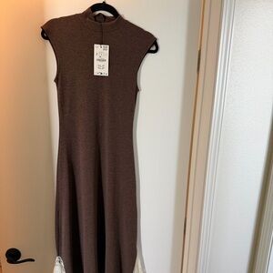 Zara Brown Maxi Dress with Lace Detail